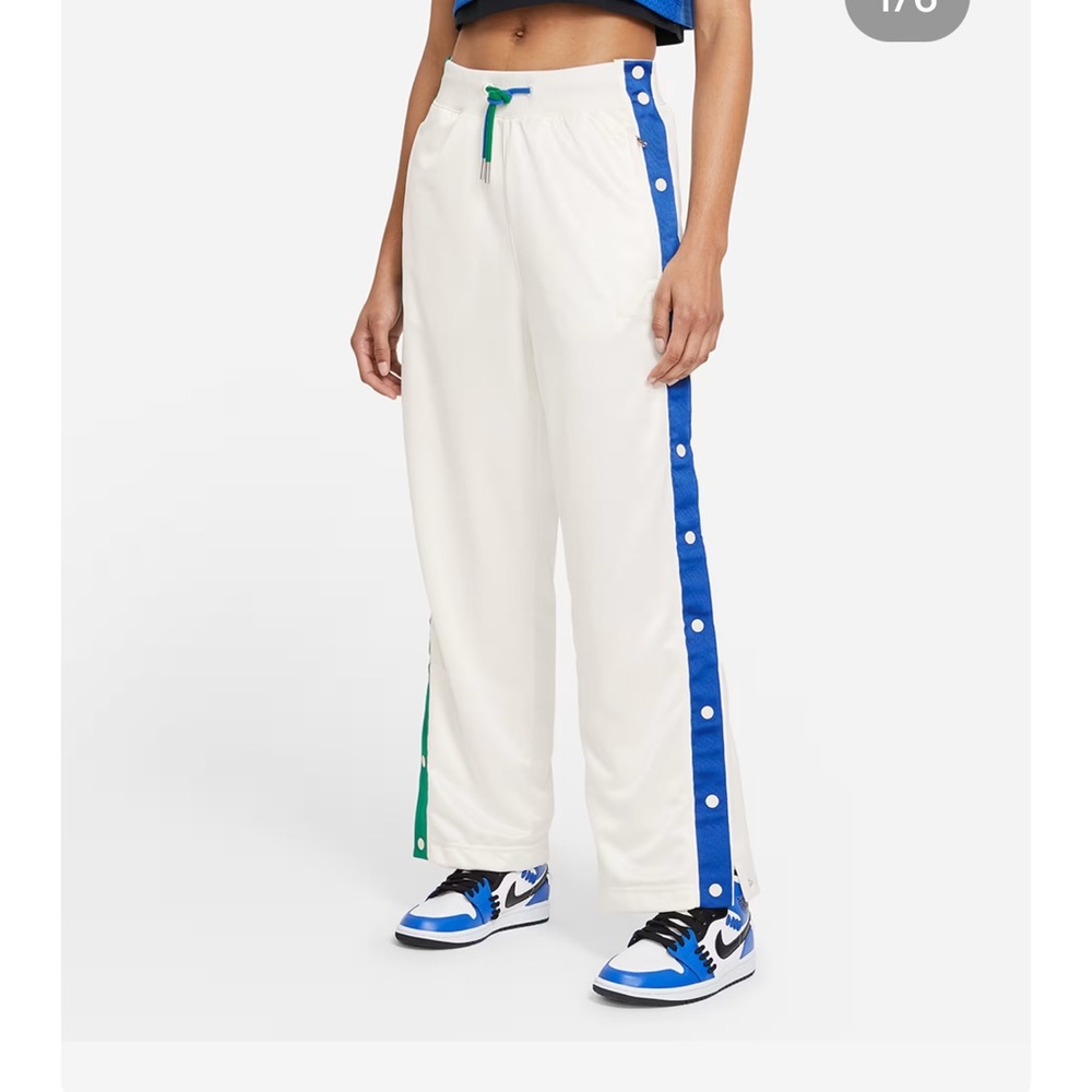 Jordan White Satin Track Pants with Rib Waistband